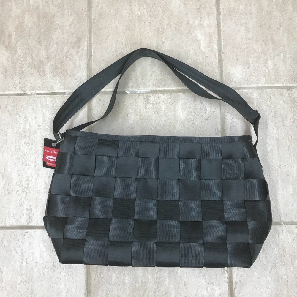 Harveys Black Woven Seatbelt Shoulder Bag